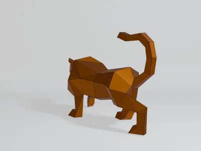Polygonal Cheetah Low-poly 3D model