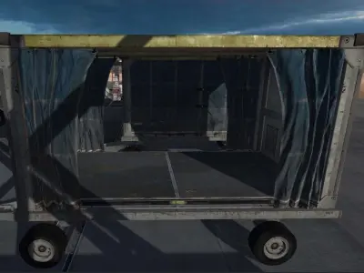 Airport Baggage Tractor and Cart Low-poly 3D model