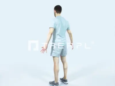 Portrait 09M Animated Rigged Sports Man Low-poly 3D model