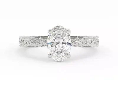 One Carat Oval Retro Style Ring 3dm 3D print model