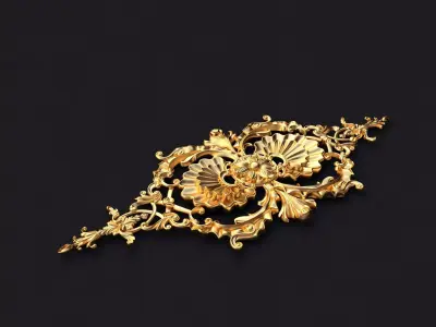 dekor gold ornate brooch 3D model