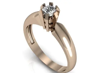 solitair ring 3D print model 3