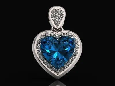 luxury set heart pendant and ring with stone shape of heart 3D Model Pack