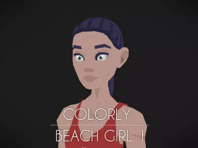 Colorly - Beach Girl 1 - Game Ready - Rigged - Customizable Low-poly 3D model