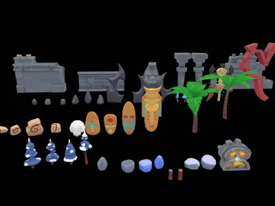 Stylized Pack environment Low-poly 3D model