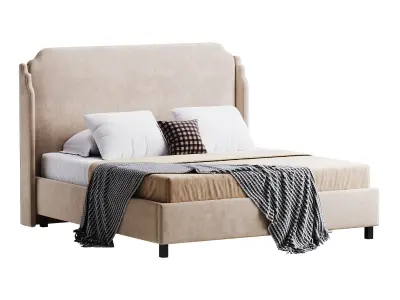 Aurora Wingback Blush Bed 3D model