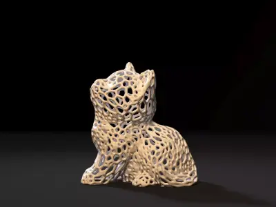 Kitten Voronoi 3D print model