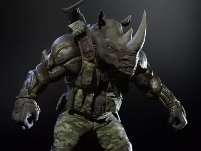 Rhino Soldier Low-poly 3D model