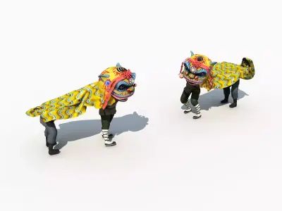 Chinese cultural lion dance 3D model