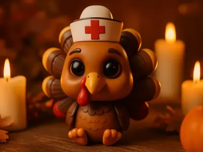 Cute Nurse Turkey Figurine Thanksgiving Nurse 3D print model