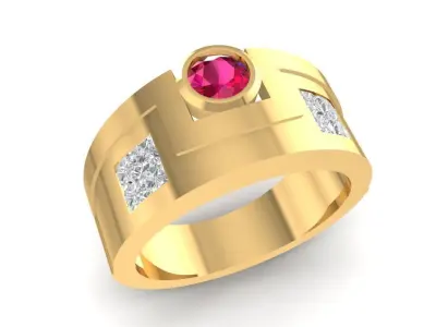 Gemstone Diamond Men Ring 3D Model 1565 3D print model