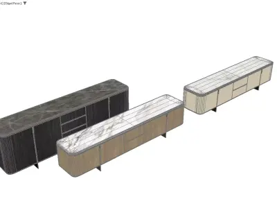 Modern Marble-Top TV Console in Multiple Finishes 3D model