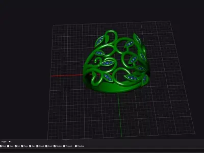  Leaf Design stone Ring 3D print model