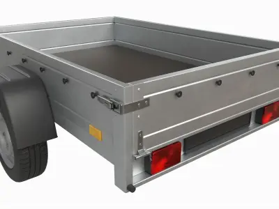 Single axle car trailer with jockey wheel 3D model