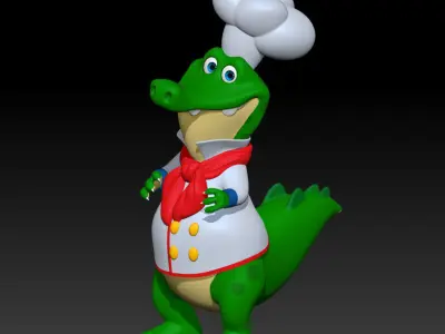 Crocodile chef cartoon 3D model