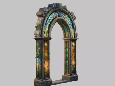 Botanical Stone Arch - Low Poly 3D Model Low-poly 3D model