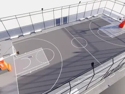 Outdoor Basketball Court Revit family FBC 3D model