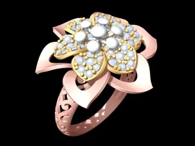 Flower Rings - Womens Ring - N6475 3D print model