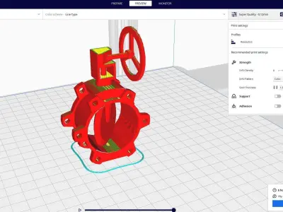 butterfly valve 3D print model