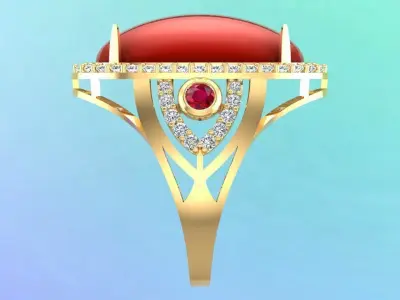 Gemstone Rings - Oval stone ring - Womens Rings 3D print model