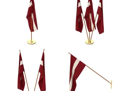 Latvia Flag Pack 3D model