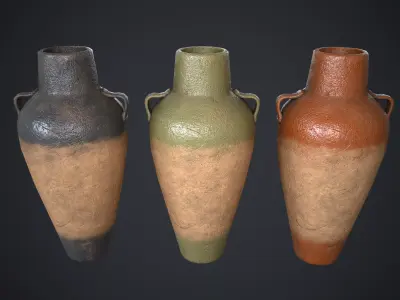 Vase Old Painted Low-poly 3D model purchase