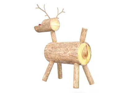 Christmas Logs Deer Low-poly 3D model