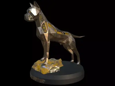 Steampunk German Boxer Rock Low-poly 3D model