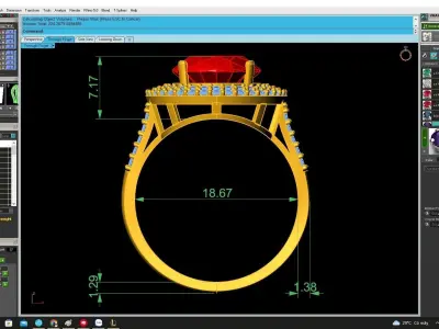 Luxury Oval Gemstone Halo Ring 3D Model for Fine Jewelry 4487 3D print model