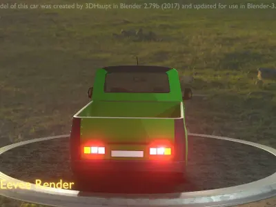 City Car 52 Utility Vehicles Van Pickup 1500 Type-D Green Low-poly 3D model