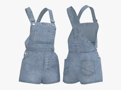 Denim overall jumpsuit 3D model