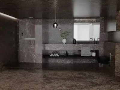 Modern Luxury Stone Bathroom Interior - High-Quality 3D Model 3D model