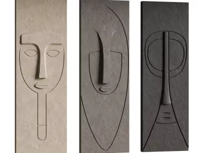 Abstract faces wall decor 3D model
