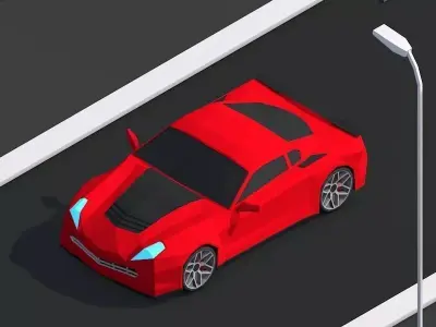 Cartoon Low Poly Sportcar Low-poly 3D model