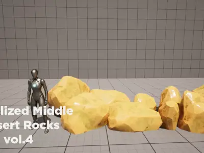 Stylized Middle-Size Desert Rocks Set vol 04 Low-poly 3D model