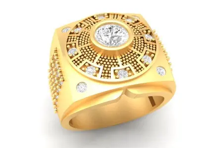 Luxury Signet Diamond Men Ring 3D Model 579 3D print model