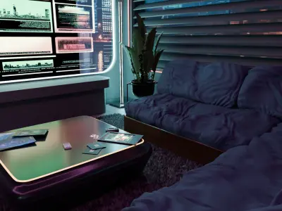 Cyberpunk Room Low-poly 3D model