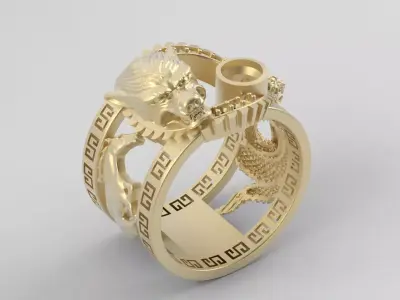 Ring men wolf horse cobra together 3D print model