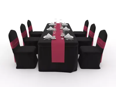 Banquet Table and Chair 120 3D model