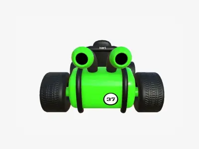 Cartoon Kart G03 Green - Vehicle Racing Design Low-poly 3D model