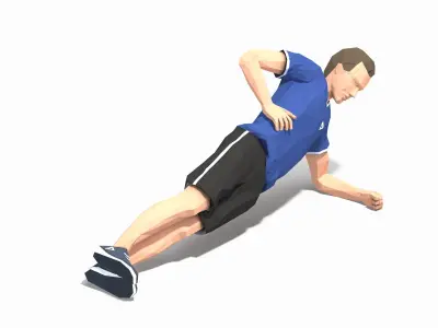 Side plank up and down Exercise Man Animation Low-poly 3D model
