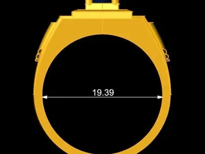 Luxury Emerald Square Men Ring 341 3D print model