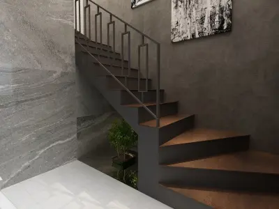 Living Room and Kitchen interior design  3D model