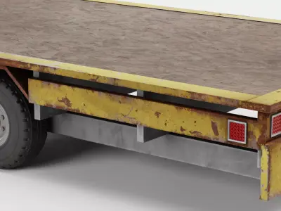 Old Utility Trailer Set  Low-poly 3D model