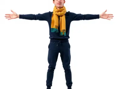 Casual Outfit Man with Scarf model pack Low-poly 3D model