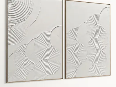 Plaster Two Photo Frame 451 Low-poly 3D model