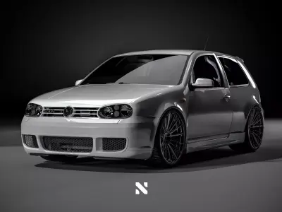 Golf IV 4 - Rigged ready for Animation 3D model