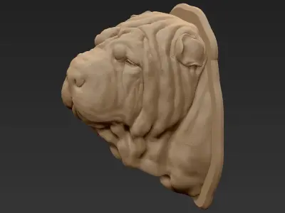 Shar Pei head 3d print model 3D print model