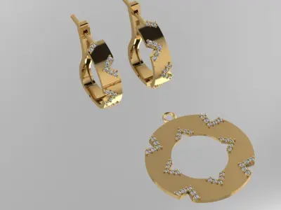 gorgeous modern jewelry set 3D print model