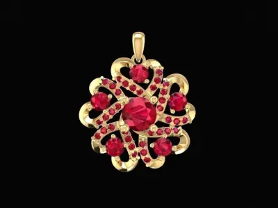 Luxury Floral Gemstone Diamond Pendant for Women 263 3D print model